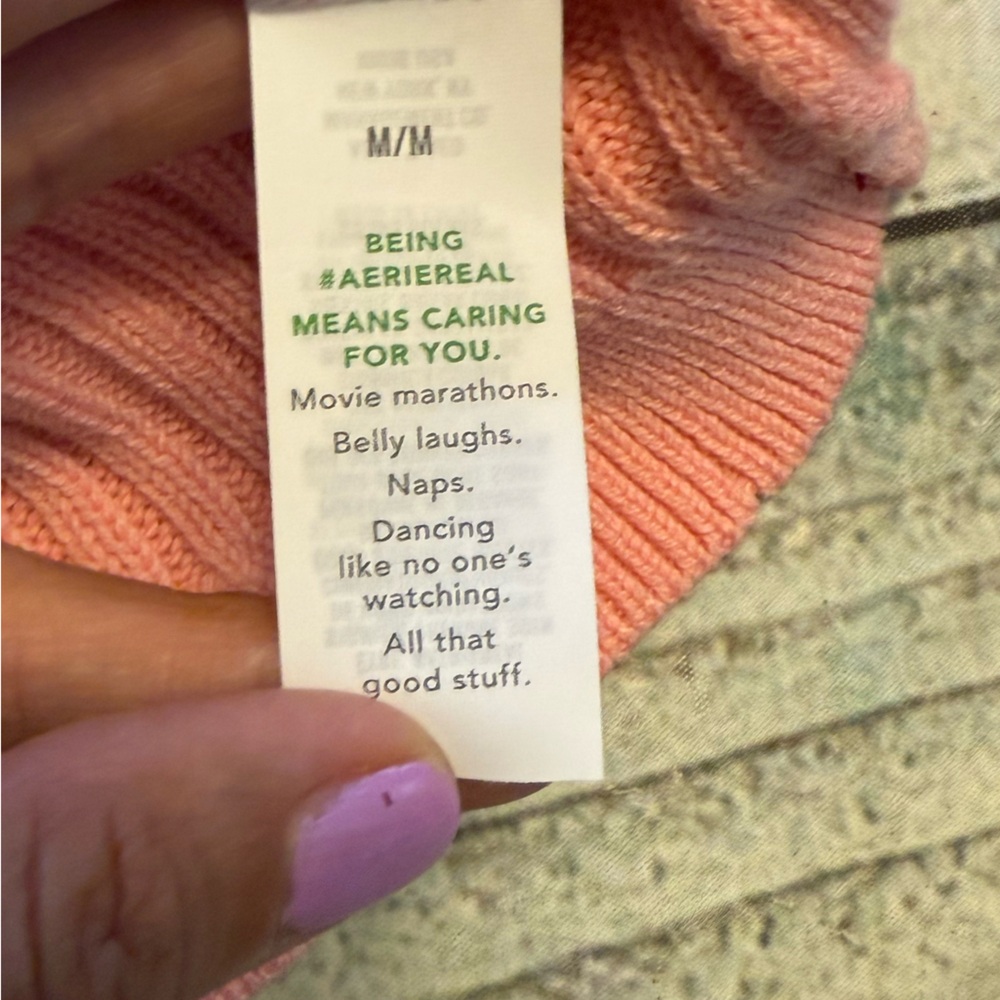 Aerie pink coral ribbed knit tank top. M - Picture 6 of 7